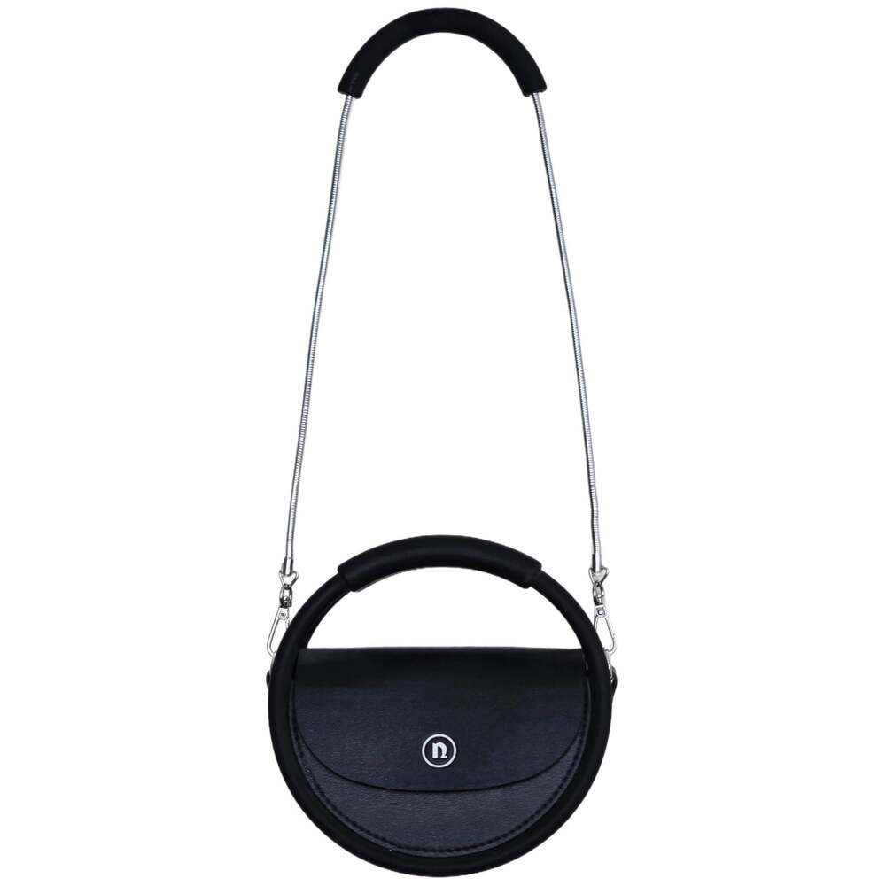 nana-nana Hoop Mini Recycled Black Leather Shoulder Bag